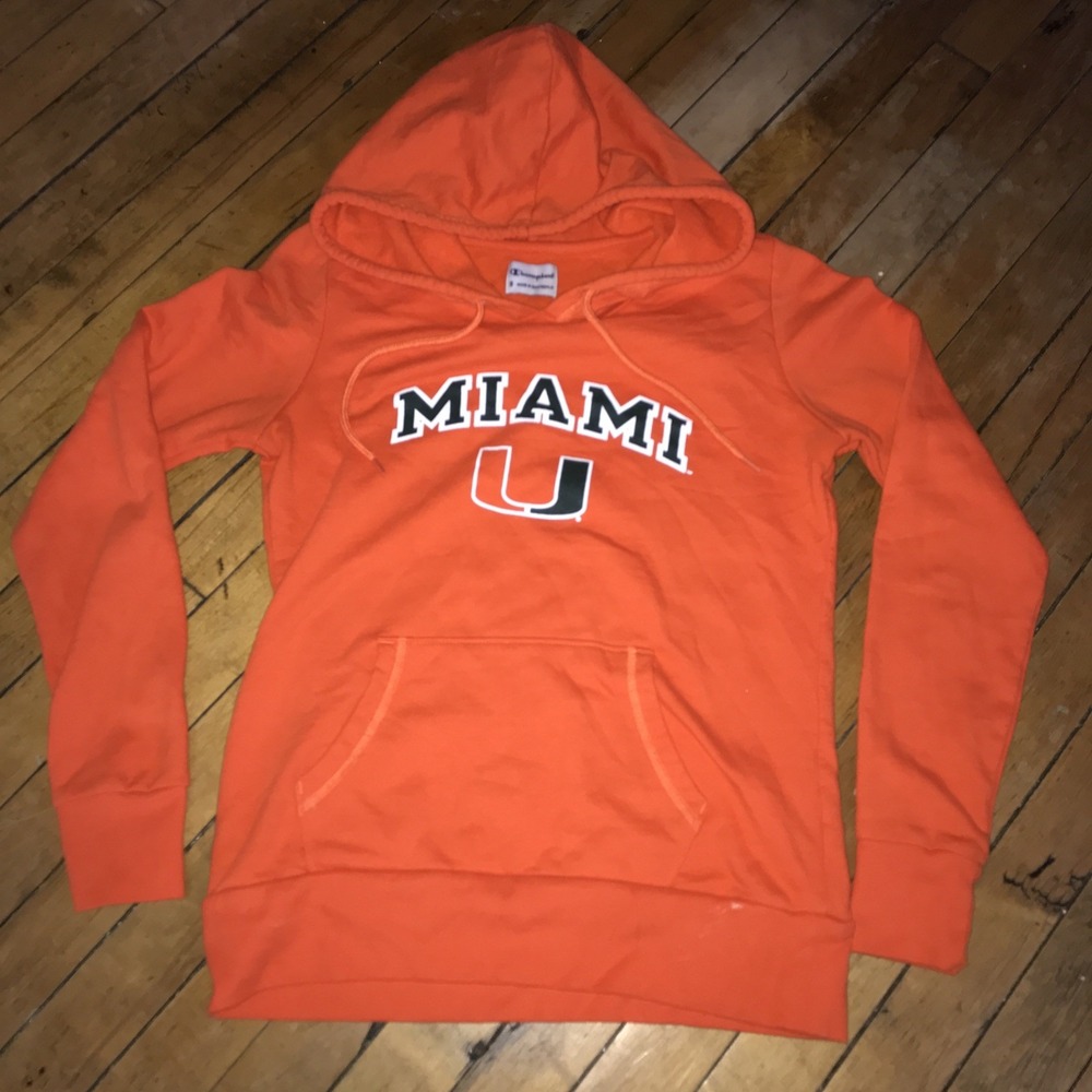 Miami Hurricanes‎ Womens Adult Small Orange Hoodie By Champion
